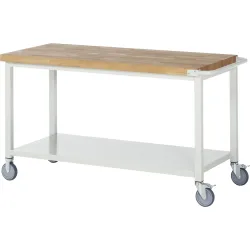 RAU mobile Werkbank Serie 8000, HxBxT 880-1.080 x 1.500 x 700 mm, 1 Ablageboden