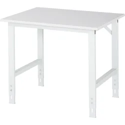 Rau ESD-Arbeitstisch Tom, manuell höhenverstellbar, 28 mm Spanplatte mit Melaminbelag, bis 500 kg, B 1000 x T 800 x H 760-1080 mm, lichtgrau
