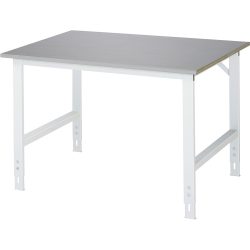 RAU höhenverstellbarer Werktisch Serie TOM, HxBxT 760-1.080 x 1.250 x 1.000 mm, Arbeitsplatte Edelstahlblech-Belag