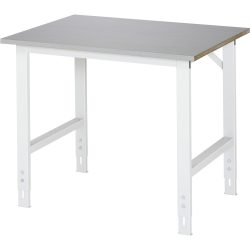 RAU höhenverstellbarer Werktisch Serie TOM, HxBxT 760-1.080 x 1.000 x 800 mm, Arbeitsplatte Edelstahlblech-Belag