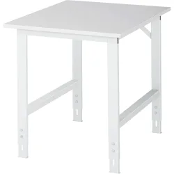Rau ESD-Arbeitstisch Tom, manuell höhenverstellbar, 28 mm Spanplatte mit Melaminbelag, bis 500 kg, B 750 x T 1000 x H 760-1080 mm, lichtgrau
