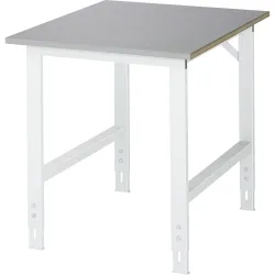 RAU höhenverstellbarer Werktisch Serie TOM, HxBxT 760-1.080 x 750 x 1.000 mm, Arbeitsplatte Edelstahlblech-Belag