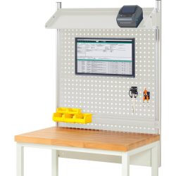 RAU Werkbank-Aufbau, HxBxT 1.130 x 1.000 x 350 mm, mit 1 neigbaren Metallablage, 1 Halteschiene und 1 Flachbildschirmhalter, Komplettset 02 für Produktbreite 1.000 mm
