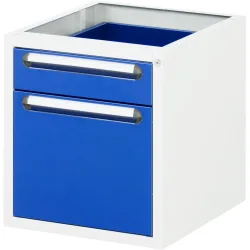 Unterbau-Container, Höhe 545 mm, 2 Schubladen, lichtgrau / enzianblau RAU