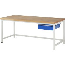 RAU Werkbank Serie 8000, HxBxT 840-1.040 x 2.000 x 900 mm, 1 Schublade