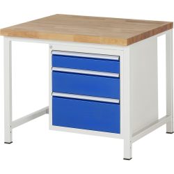 RAU Werkbank Serie 8000, HxBxT 840-1.040 x 1.000 x 900 mm, 3 x 100%-Auszug-Schubladen 1 x 120, 1 x 180, 1 x 240 mm, Schubladen-TK 100 kg