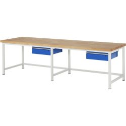 RAU Werkbank Serie 8000, HxBxT 840 x 3.000 x 900 mm, 2 Schubladen, Schubladen-TK 50 kg