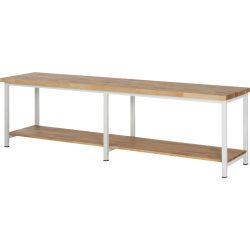 RAU Werkbank Serie 8000, 1 Buche-Massiv-Ablageboden Tiefe 557 mm, HxBxT 840 x 3.000 x 700 mm