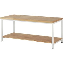 RAU Werkbank Serie 8000, 1 Buche-Massiv-Ablageboden Tiefe 757 mm, HxBxT 840 x 2.000 x 900 mm