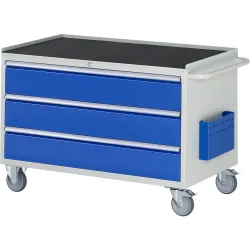 RAU Werkstattwagen Serie 7000, HxBxT 795 x 1.145 x 650 mm, 3 x 90%-Auszug-Schubladen 3 x 180 mm, Arbeitsplatte Metall