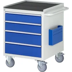 RAU Werkstattwagen Serie 7000, HxBxT 795 x 580 x 650 mm, 4 x 90%-Auszug-Schubladen 2 x 120, 2 x 150 mm, Arbeitsplatte Metall