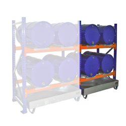 Bauer® Fassregal inkl. Auffangwanne, AF, 4 Ebenen, ohne Gitterrost, 12x 60 l liegend
