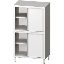 Stalgast Hochschrank mit Schiebetüren, 900x700x1800 mm, mit zwei Schrankräumen, verschweisst