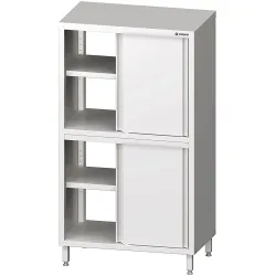 Stalgast Durchreiche-Hochschrank mit Schiebetüren, 1000x600x1800 mm, mit zwei Schrankräumen, verschweisst