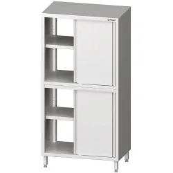 Stalgast Durchreiche-Hochschrank mit Schiebetüren, 800x700x2000 mm, mit zwei Schrankräumen, verschweisst