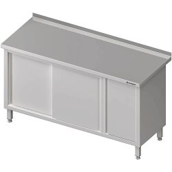 Stalgast Arbeitsschrank mit Schiebetüren, 1300x700x850 mm, mit Flügeltürschrank rechts, mit Aufkantung, verschweisst