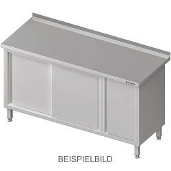 Stalgast Arbeitsschrank mit Schiebetüren, 1200x600x850 mm, mit Flügeltürschrank links, ohne Aufkantung, verschweisst