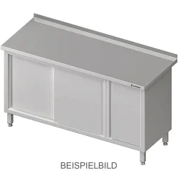 Stalgast Arbeitsschrank mit Schiebetüren, 1400x700x850 mm, mit Flügeltürschrank rechts, ohne Aufkantung, verschweisst