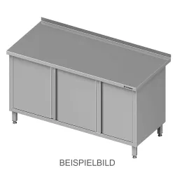 Stalgast Arbeitsschrank mit Flügeltüren, 1200x700x850 mm, mit Flügeltürschrank links, ohne Aufkantung, verschweisst