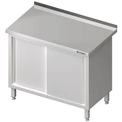 Stalgast Arbeitsschrank mit Schiebetüren, 1700x600x850 mm, mit Aufkantung, verschweisst