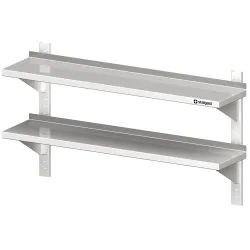 Stalgast Doppel-Wandbord mit Konsolen, und Wandschienen, 1100x300x660 mm, höhenverstellbar, verschweisst