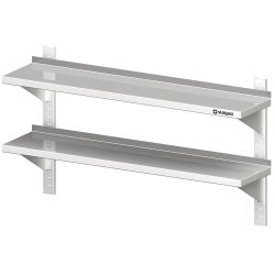 Stalgast Doppel-Wandbord mit Konsolen, und Wandschienen, 900x400x660 mm, höhenverstellbar, verschweisst