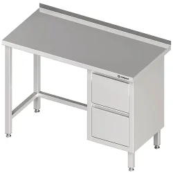 Stalgast Arbeitstisch ohne Grundboden, 1500x700x850 mm, mit 2er Schubladenblock rechts, mit Aufkantung, verschweisst
