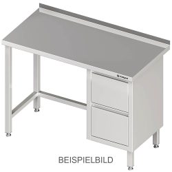 Stalgast Arbeitstisch ohne Grundboden, 1900x600x850 mm, mit 2er Schubladenblock links, mit Aufkantung, verschweisst