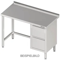 Stalgast Arbeitstisch ohne Grundboden, 2000x700x850 mm, mit 2er Schubladenblock links, ohne Aufkantung, verschweisst