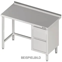 Stalgast Arbeitstisch ohne Grundboden, 2500x700x850 mm, mit 2er Schubladenblock links, ohne Aufkantung, verschweisst