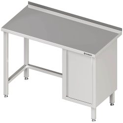 Stalgast Arbeitstisch ohne Grundboden, 1500x600x850 mm, mit Flügeltürschrank rechts, mit Aufkantung, verschweisst