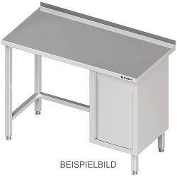 Stalgast Arbeitstisch ohne Grundboden, 1200x600x850 mm, mit Flügeltürschrank links, mit Aufkantung, verschweisst