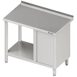 Stalgast Arbeitstisch mit Grundboden, 1300x600x850 mm, mit Flügeltürschrank rechts, mit Aufkantung, verschweisst