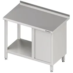 Stalgast Arbeitstisch mit Grundboden, 1100x700x850 mm, mit Flügeltürschrank rechts, mit Aufkantung, verschweisst