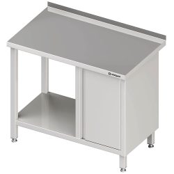 Stalgast Arbeitstisch mit Grundboden, 2100x600x850 mm, mit Flügeltürschrank rechts, mit Aufkantung, verschweisst