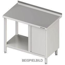 Stalgast Arbeitstisch mit Grundboden, 1800x700x850 mm, mit Flügeltürschrank links, mit Aufkantung, verschweisst