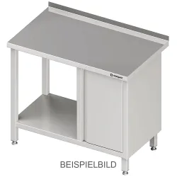 Stalgast Arbeitstisch mit Grundboden, 1700x700x850 mm, mit Flügeltürschrank links, ohne Aufkantung, verschweisst