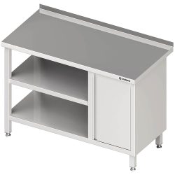 Stalgast Arbeitstisch mit Grund- und Zwischenboden, 1400x700x850 mm, mit Flügeltürschrank rechts, mit Aufkantung, verschweisst