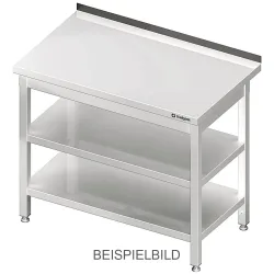 Stalgast Arbeitstisch mit Grund- und Zwischenboden, 1000x600x850 mm, ohne Aufkantung, verschweisst