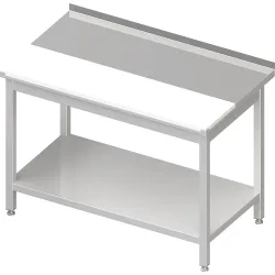Stalgast Arbeitstisch mit Grundboden, 1100x600x850 mm, mit vertiefter PE-Schneideplatte, mit Aufkantung, verschweisst