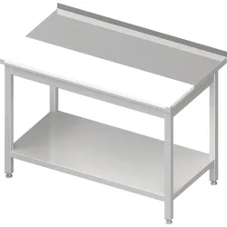 Stalgast Arbeitstisch mit Grundboden, 1900x600x850 mm, mit vertiefter PE-Schneideplatte, mit Aufkantung, verschweisst