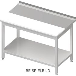 Stalgast Arbeitstisch mit Grundboden, 1600x600x850 mm, mit vertiefter PE-Schneideplatte, ohne Aufkantung, verschweisst