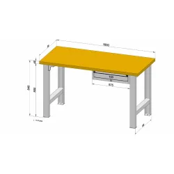 Werkbank mit 1 Schublade, TK 400 kg, HxBxT 840 x 1.500 x 700 mm