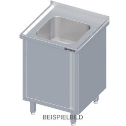 Stalgast Spülschrank mit Flügeltür 600x600x850 mm, mit einem Becken mit Aufkantung, verschweisst