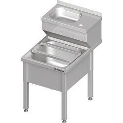 Stalgast Handwasch- und Ausgussbecken-Kombination, 500x700x850 mm, mit klappbaren Abstellrost, mit Aufkantung, verschweisst