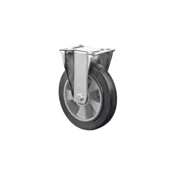 BS ROLLEN Transportrolle Elastikgummi, schwarz, Bockrolle, Kugellager, Platte, Ø x Breite 125 x 40 mm, TK 200 kg
