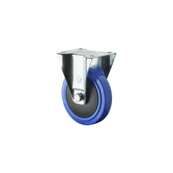 BS ROLLEN Transportrolle Elastikgummi, blau, Bockrolle, Kugellager, Platte, Ø x Breite 100 x 32 mm, TK 150 kg