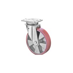 BS ROLLEN Schwerlastrolle Prothane® Guss-Polyurethan, Lenkrolle, Kugellager, Platte, Ø x Breite 160 x 50 mm, TK 600 kg