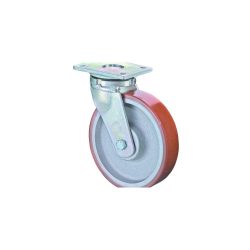 BS ROLLEN Schwerlastrolle Prothane® Guss-Polyurethan, Lenkrolle, Kugellager, Platte, Ø x Breite 250 x 50 mm, TK 1.200 kg