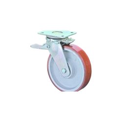 BS ROLLEN Schwerlastrolle Prothane® Guss-Polyurethan, Lenkrolle mit Feststeller, Kugellager, Platte, Ø x Breite 200 x 50 mm, TK 1.000 kg
